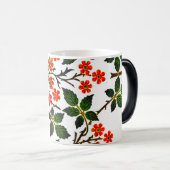 19世紀の花の模様葉緑ピンク モーフィングマグカップ (正面右)