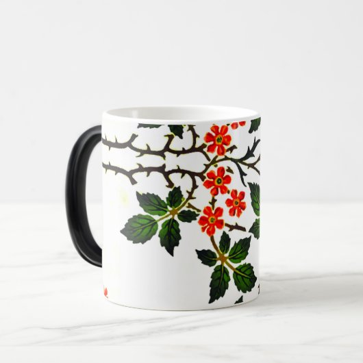 19世紀の花の模様葉緑ピンク モーフィングマグカップ (正面左)