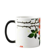 19世紀の花の模様葉緑ピンク