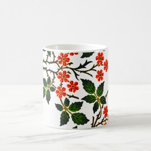 19世紀の花の模様葉緑ピンク モーフィングマグカップ (中央)