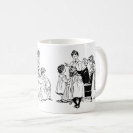 19世紀の芸術 父親が子供たちに話をしている コーヒーマグカップ