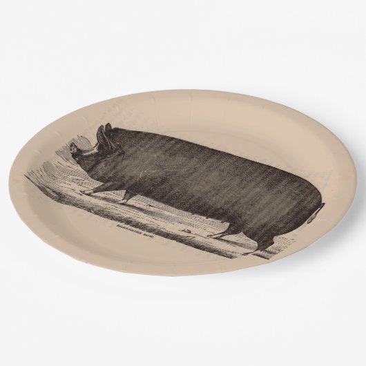 19世紀の農場アニマルプリントバークシャー第2位 ペーパープレート (アングル)