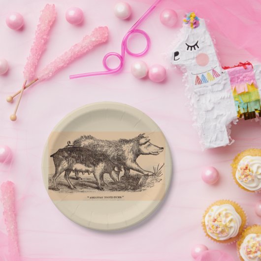 19世紀の農場アニマルプリント豚 ペーパープレート (パーティー)