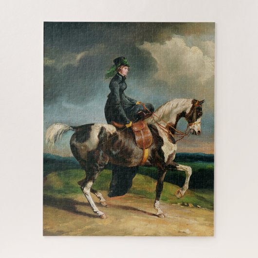 19世紀の馬上の女性の絵画パズル ジグソーパズル (縦)