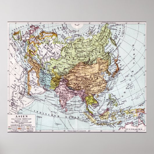 19世紀アジアの地図 ポスター (正面)