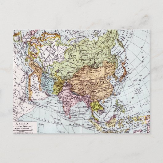19世紀アジアの地図 ポストカード (正面)