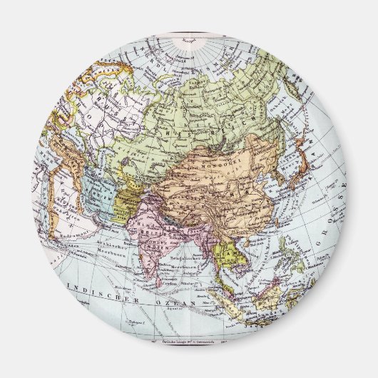 19世紀アジアの地図 マグネット (正面)