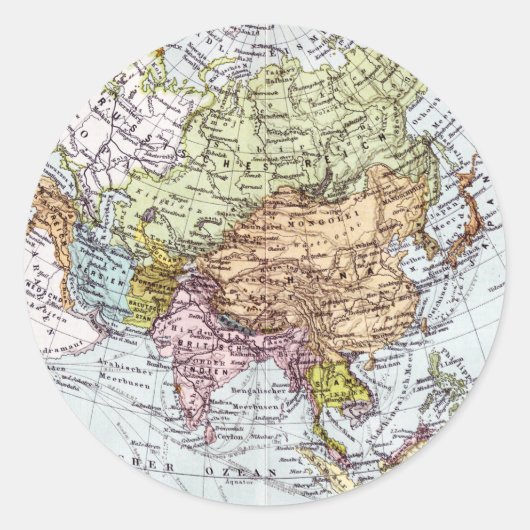 19世紀アジアの地図 ラウンドシール (正面)