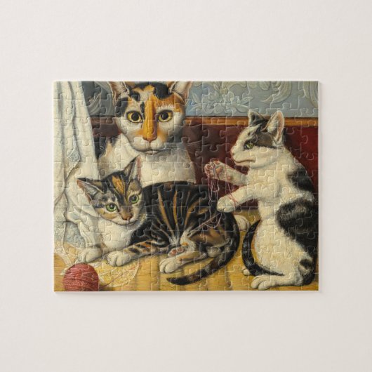 19世紀アメリカのネコと子猫 ジグソーパズル (横)