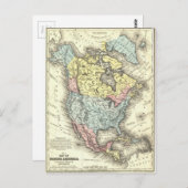 19世紀アンティーク北アメリカの地図 ポストカード (正面/裏面)