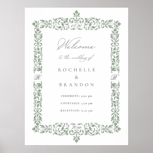 19世紀アンティーク華美縁どの結婚歓迎 ポスター (正面)