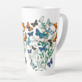 19世紀アンティーク蝶ガイラストレーション カフェラテマグ (右アングル)