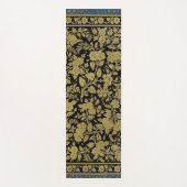 19世紀インディアンヴィンテージラグ金ゴールドオンブラック ヨガマット (正面)