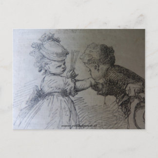 19世紀ファッションイラストレーション白黒 ポストカード