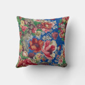 19世紀フラワーパターンアンティークブルーチンツ クッション (裏面)