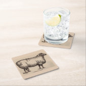 19世紀プリントコッツウォルド羊 スクエアペーパーコースター (インサイチュ)