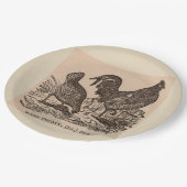 19世紀プリントバックス郡の鶏 ペーパープレート (アングル)
