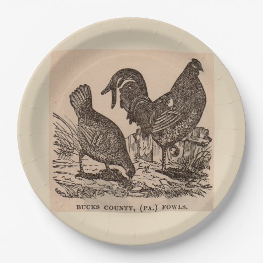 19世紀プリントバックス郡の鶏 ペーパープレート (正面)