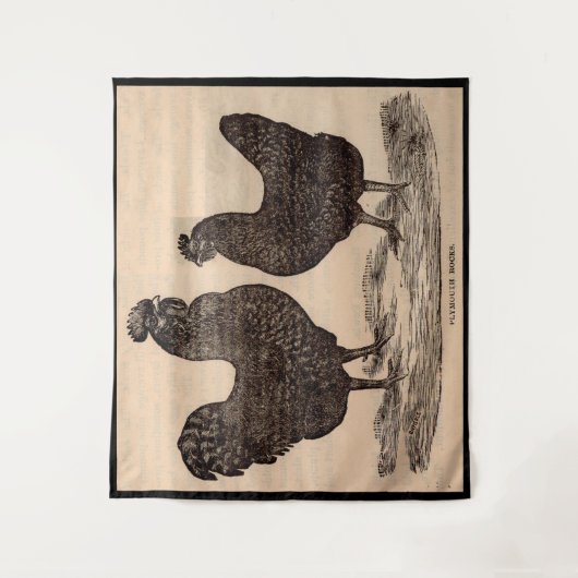 19世紀プリントプリマス・ロック・ヘンアンドルースター タペストリー (正面)