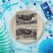 19世紀プリントホルスタイン・ブル・ハイファー ペーパープレート (パーティー)