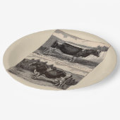 19世紀プリントホルスタイン・ブル・ハイファー ペーパープレート (アングル)