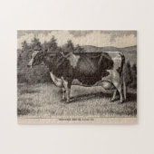 19世紀プリントホルスタインheifer ジグソーパズル (横)