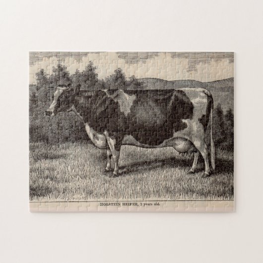 19世紀プリントホルスタインheifer ジグソーパズル (横)