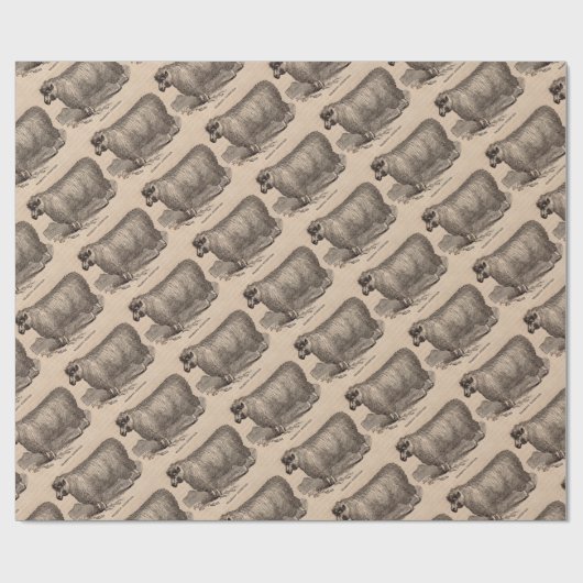 19世紀プリント憧れのコッツウォルド羊 ラッピングペーパー (フラット)