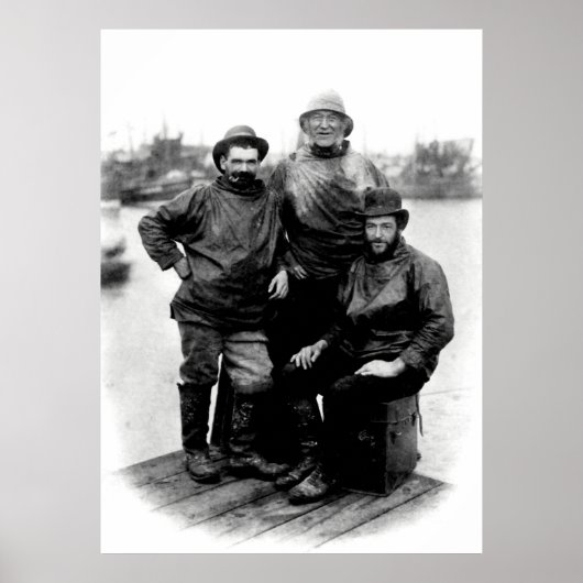 19世紀19日に漁師たちが笑顔を見せる ポスター (正面)