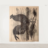 19世紀Gallus Sonneratiiルースタープリント タペストリー (正面)