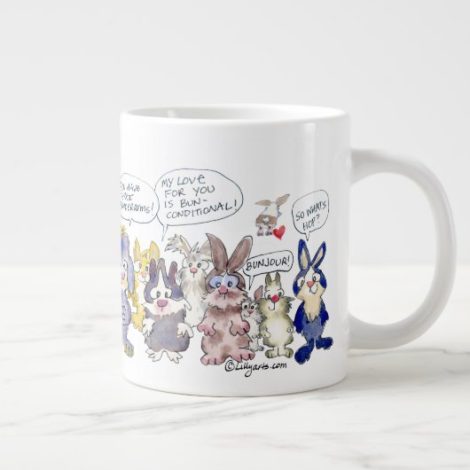 19匹の漫画の感謝のバニーウサギのジャンボマグ ジャンボコーヒーマグカップ (右)