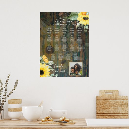 19台の木製素朴ひまわりフォトシーティング ポスター (キッチン)