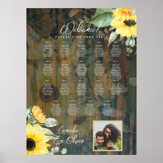 19台の木製素朴ひまわりフォトシーティング ポスター (正面)