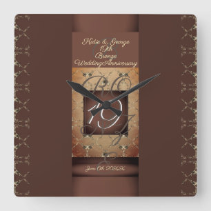 19周年暗結婚銅ブロンズ スクエア壁時計