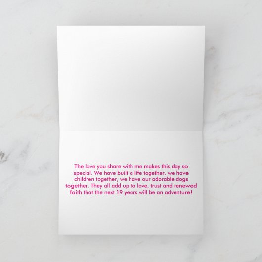 19周年結婚記念日のオーキッド カード (内部)