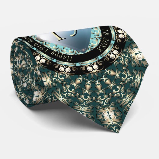 19周年記念結婚アクアマリンメダリオンテキスト ネクタイ (ロール)