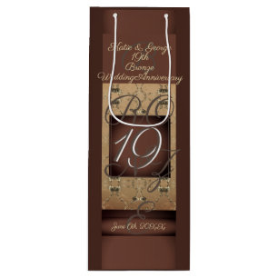 19周年黒結婚銅 ワインギフトバッグ