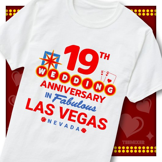19回目の結婚記念日にぴったりな華やかなラスベガス・カップル Tシャツ