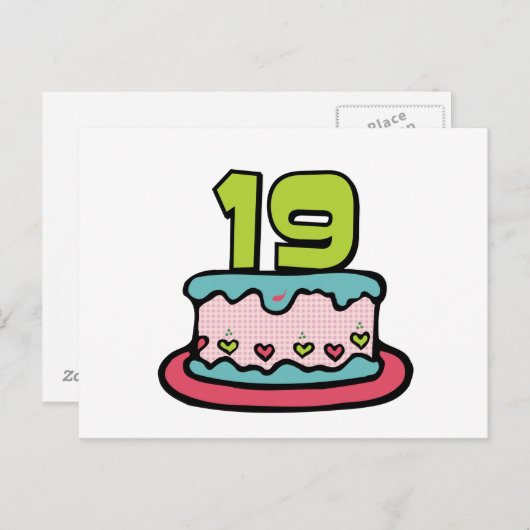 19歳お誕生日ケーキ ポストカード (正面/裏面)