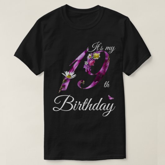 19歳の花の2003年 お誕生日おめでとうGIF Tシャツ (デザイン正面)