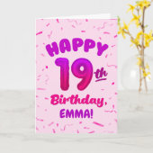 19歳の誕生日おめでとう カスタムネームカード カード (黄色い花)