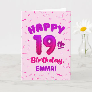 19歳の誕生日おめでとう カスタムネームカード カード