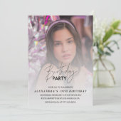 19歳の誕生日の招待Birthday Party Photo Gray 招待状 (スタンド正面)