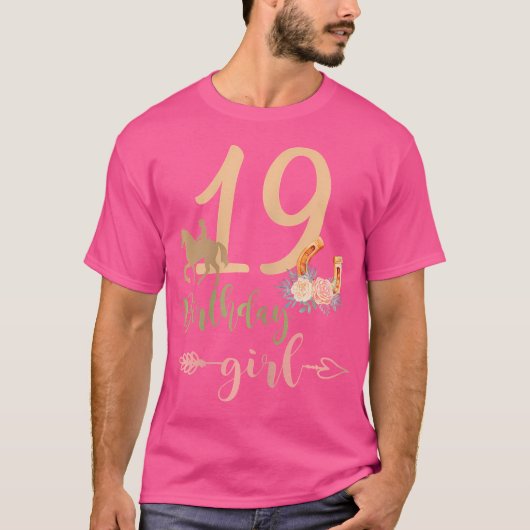 19歳の誕生日を迎える馬好き女子のための 誕生日グッズ 19歳 Tシャツ (正面)