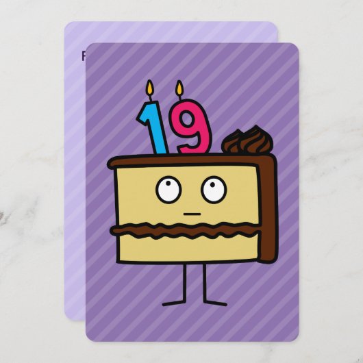 19歳の誕生日ケーキとろうそく 招待状 (正面/裏面)