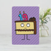 19歳の誕生日ケーキとろうそく 招待状 (スタンド正面)