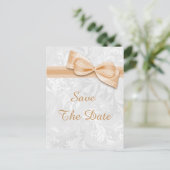 19歳の誕生日ダマスク柄とフェイクリボンのSave The Date 案内ポストカード (スタンド正面)