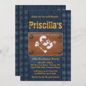 19歳の誕生日パーティーの女性、どんな年齢でも、デニムスタイル 招待状 (正面/裏面)