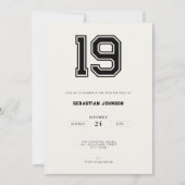 19歳の誕生日パーティーの招待状 - シンプルなスポーツスタイル 招待状 (正面)