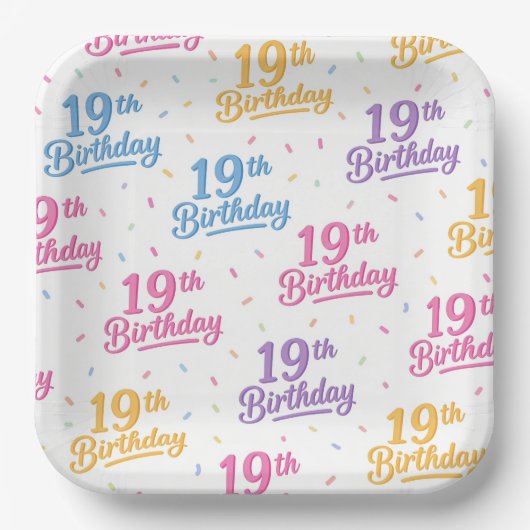 19歳の誕生日パーティー用紙皿 ペーパープレート (正面)